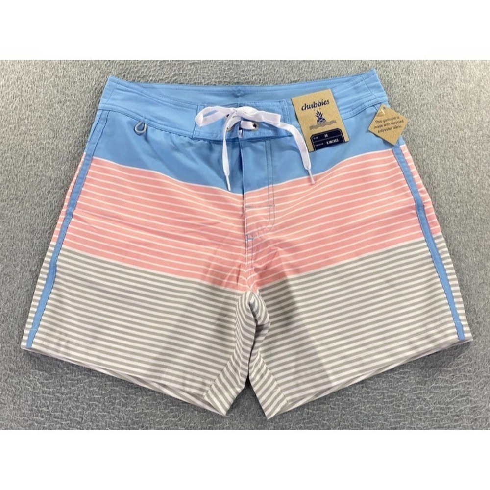 NWT Chubbies The‎ Stripe Dreams Boardshort Mens Size 30 6" Inseam Beach Preppy